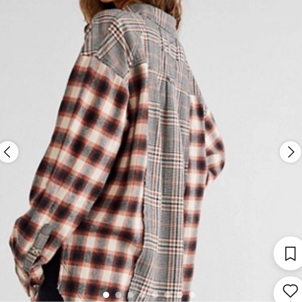 We The Free Checkered Button-Up Shirt - Red and Black size S - Picture 2 of 7
